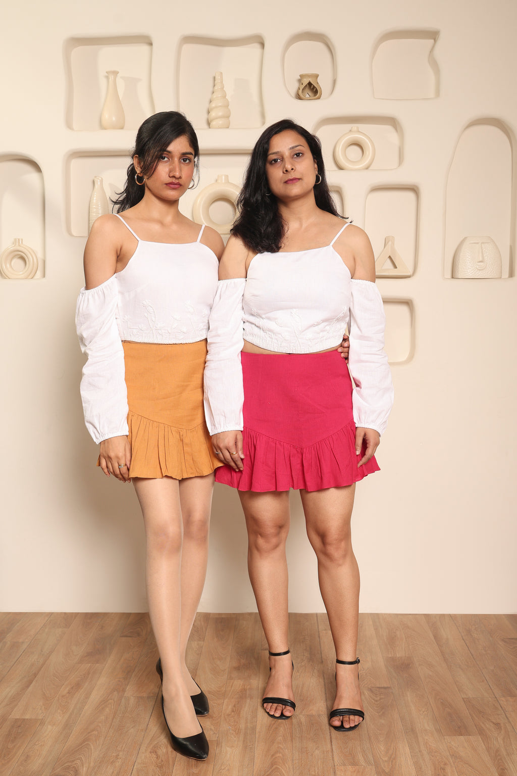 Nivya - Cold Shoulder Top and Skirt Set