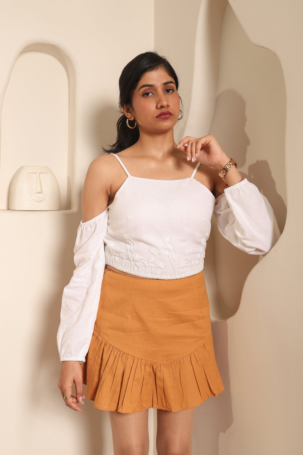 Nivya - Cold Shoulder Top and Skirt Set