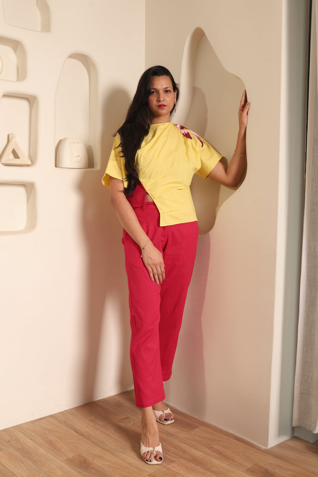 Aahana - Pink & Yellow Contrast Co-ord Set