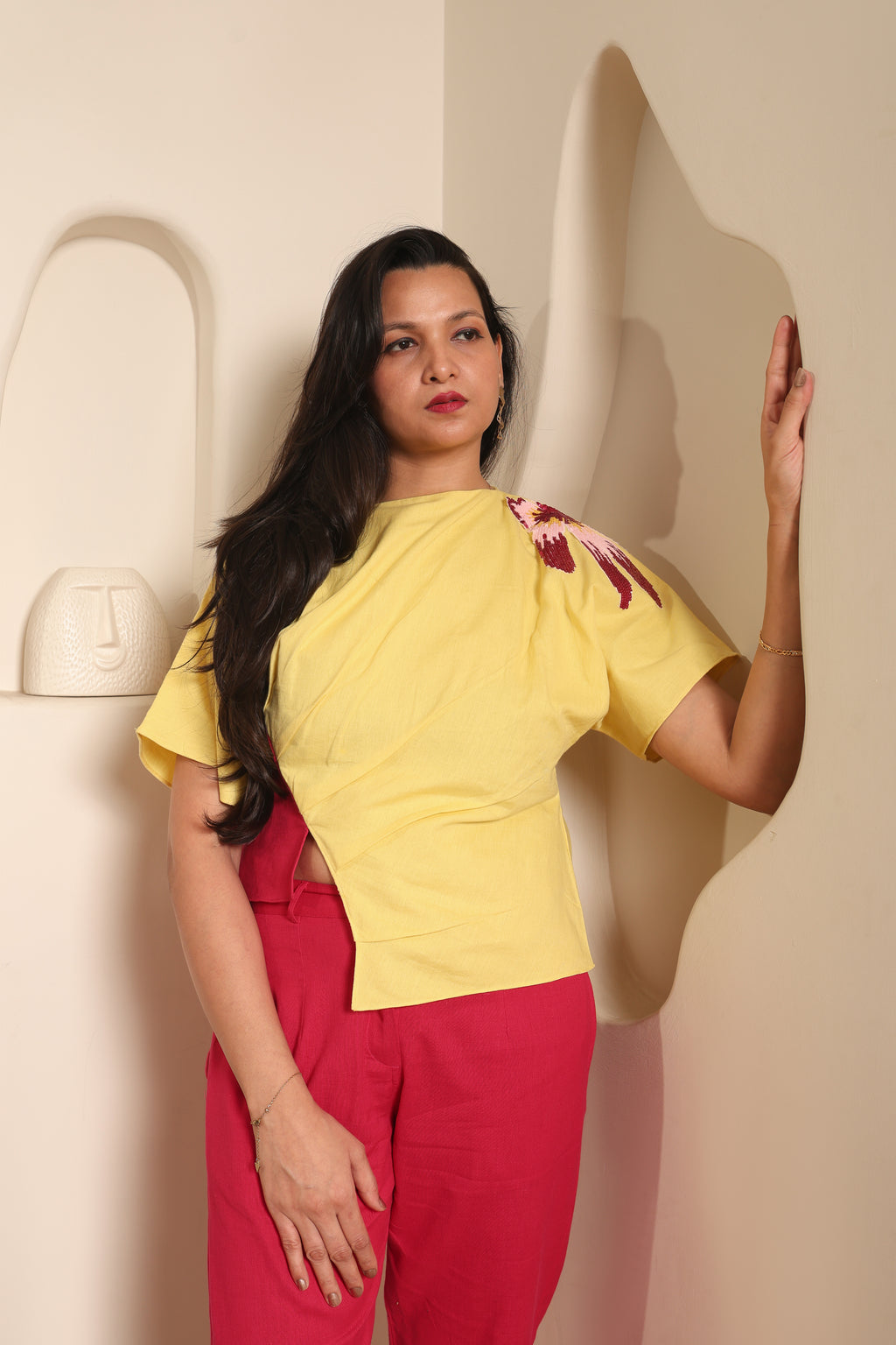 Aahana - Pink & Yellow Contrast Co-ord Set