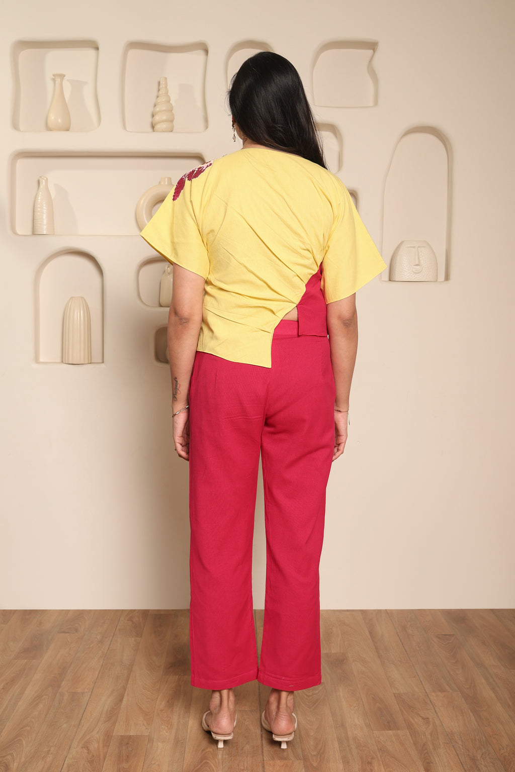 Aahana - Pink & Yellow Contrast Co-ord Set