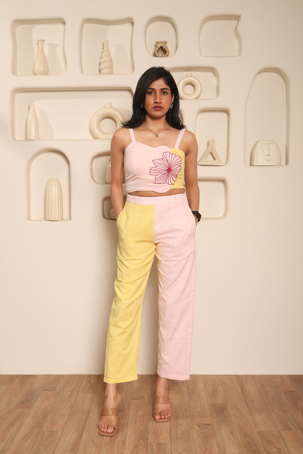 Lavanya - Pink & Yellow Fusion Co-ord Set