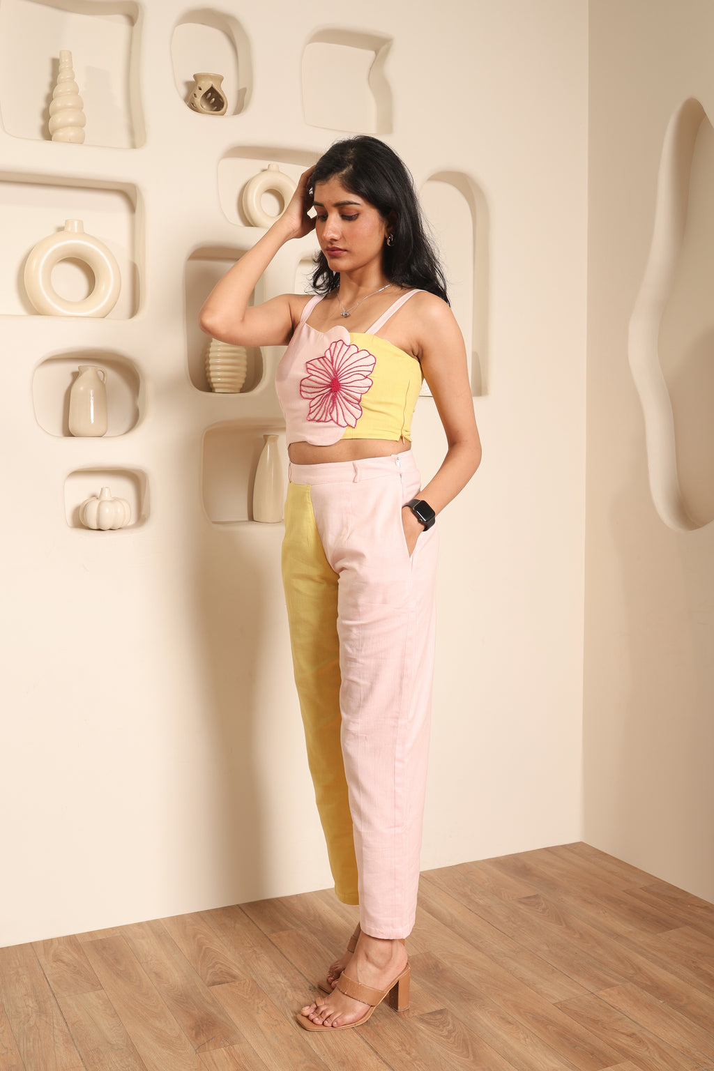 Lavanya - Pink & Yellow Fusion Co-ord Set
