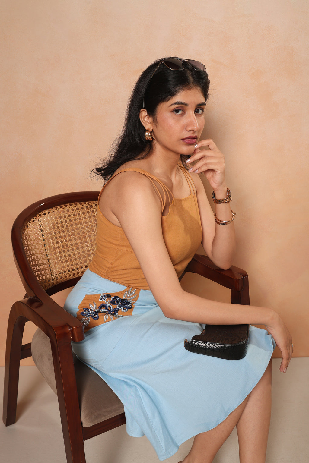 Meher Pocket Style Multi Strap Dress for Women | Light Blue